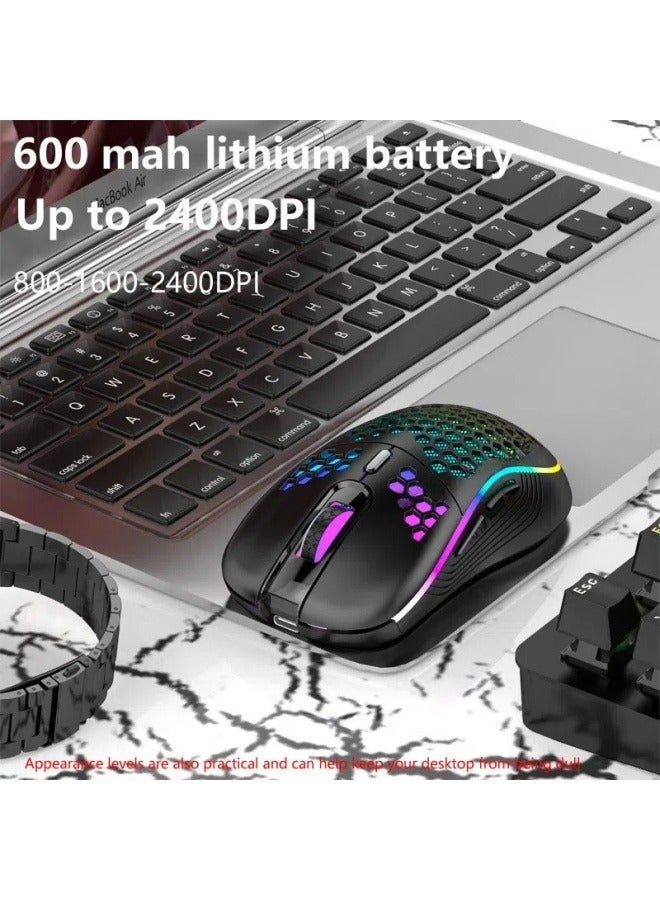 general Wireless hole hollow honeycomb rechargeable mouse RGB luminous gaming lightweight TYPE-C interface 2.4G wireless hole mouse - Image 4