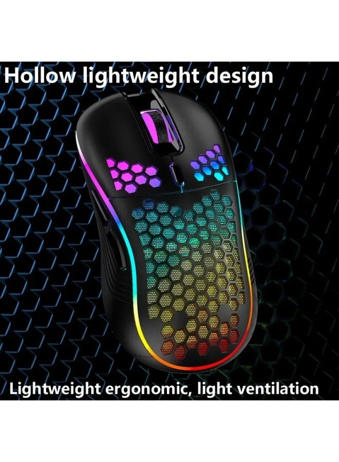 general Wireless hole hollow honeycomb rechargeable mouse RGB luminous gaming lightweight TYPE-C interface 2.4G wireless hole mouse - Image 3