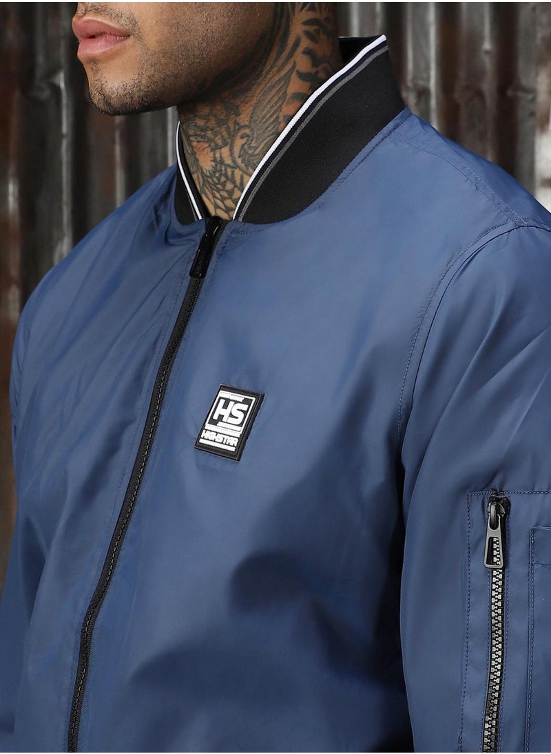 HIGH STAR Men's Navy 100% Polyester Solid Relaxed Fit Jacket  - Image 5