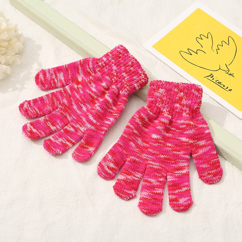 Thickened Camo Kids Gloves Warm Knitted Winter Red mixed White 