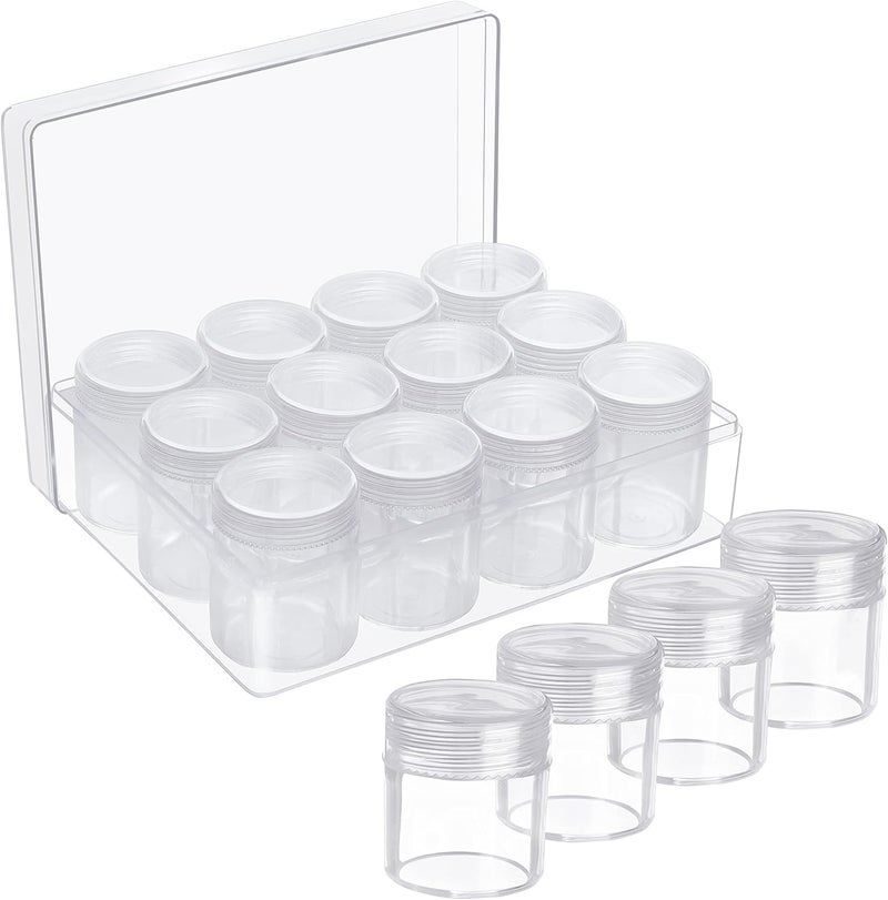 Darkness DARKNESS Clear Plastic Bead Storage Organiser Box 12 Removable Compartment Containers with Lids for Diamond Dot Painting Beads Jewellery DIY Nail Art Earrings Glitter Embroidery  - Image 1