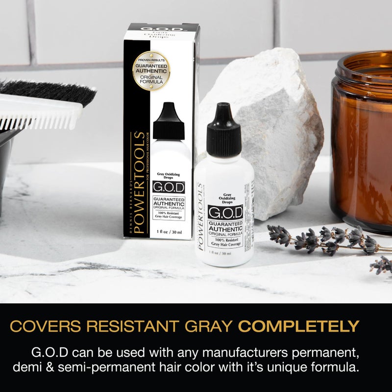 POWERTOOLS Gray Oxidizing Drops - Covers Resistant Gray Hair, Adds Depth and Shine to Any Hair Color (1 Fl Oz, Liquid, Gray, Gray) - Image 5