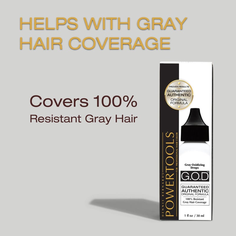 POWERTOOLS Gray Oxidizing Drops - Covers Resistant Gray Hair, Adds Depth and Shine to Any Hair Color (1 Fl Oz, Liquid, Gray, Gray) - Image 4