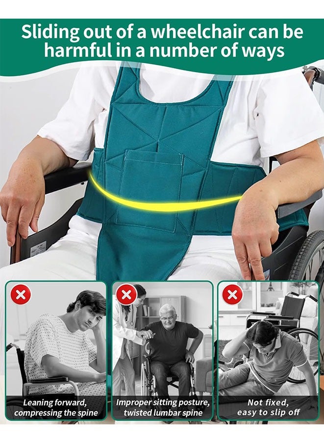 Muyixin حزام مقعد الكرسي المتحرك لكبار السن، أحزمة طبية للمستشفى مع حزام مضاد للانزلاق، ملائمة مريحة للمرضى كبار السن، أحزمة مقاعد الكراسي المتحركة العالمية للبالغين - Image 2