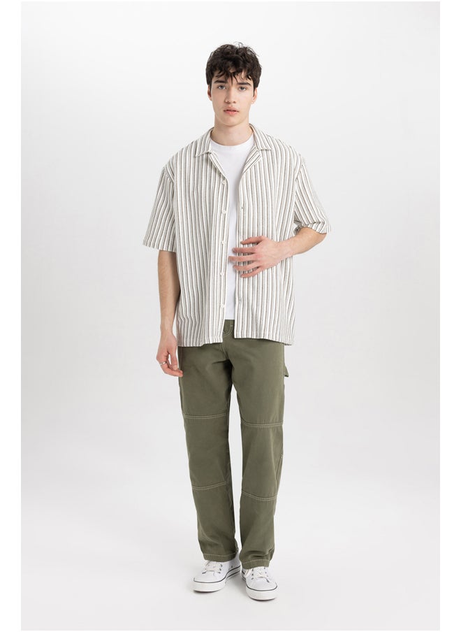 DeFacto - Man Relax Fit Apache Neck Woven Short Sleeve Shirt - Image 1