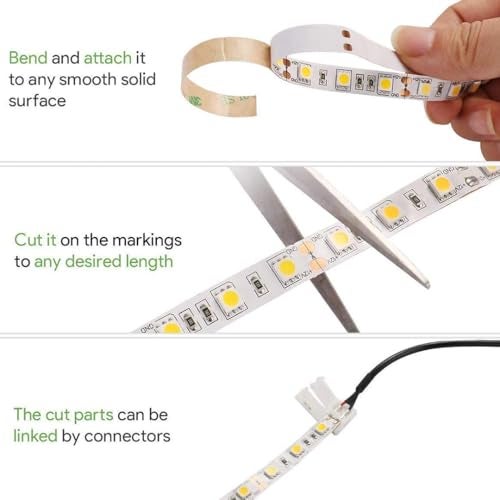 fizzytech 5M White LED Strip Light – 240 LEDs/Meter, 1200 LEDs Total, High Brightness Decorative Lighting for Home & Room Décor (White-1200 LED 5 Meter Strip Lights) - Image 2
