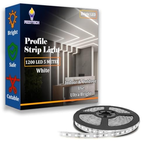 fizzytech 5M White LED Strip Light – 240 LEDs/Meter, 1200 LEDs Total, High Brightness Decorative Lighting for Home & Room Décor (White-1200 LED 5 Meter Strip Lights) - Image 1
