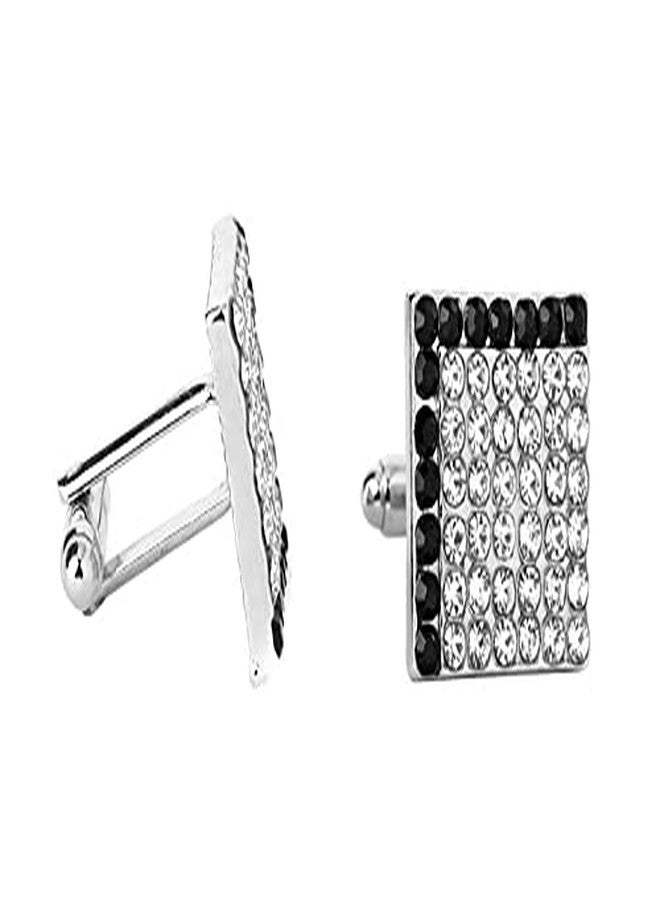AREO Stainless Steel Classic Cufflinks for Men Wedding, office use (BLACK&WHITE) - Image 3