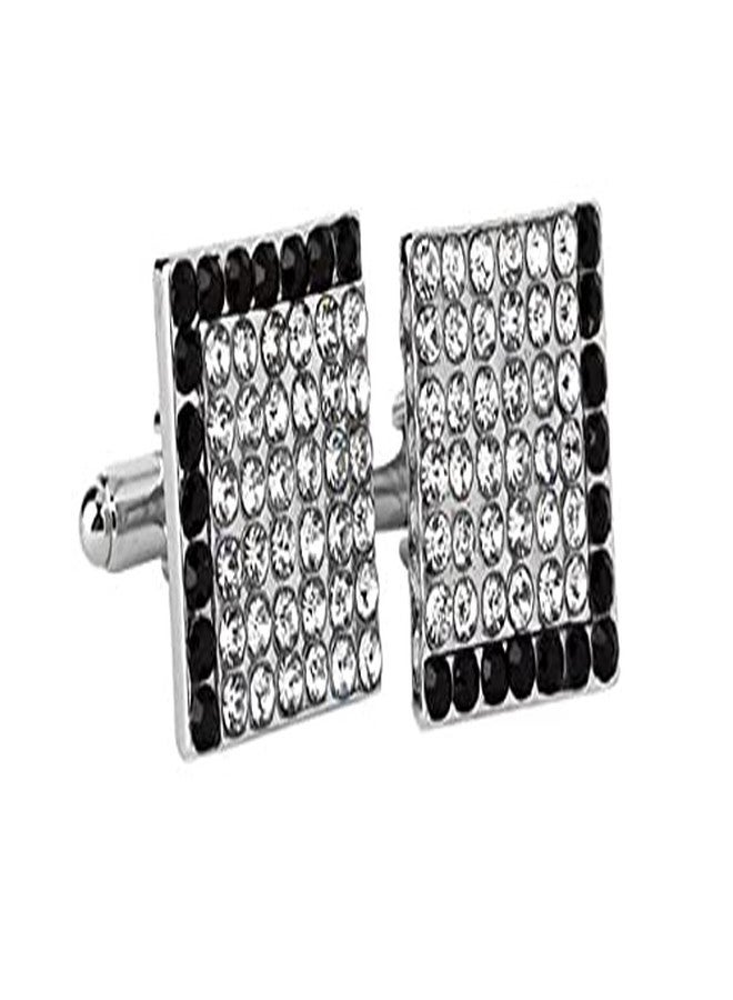 AREO Stainless Steel Classic Cufflinks for Men Wedding, office use (BLACK&WHITE) - Image 2