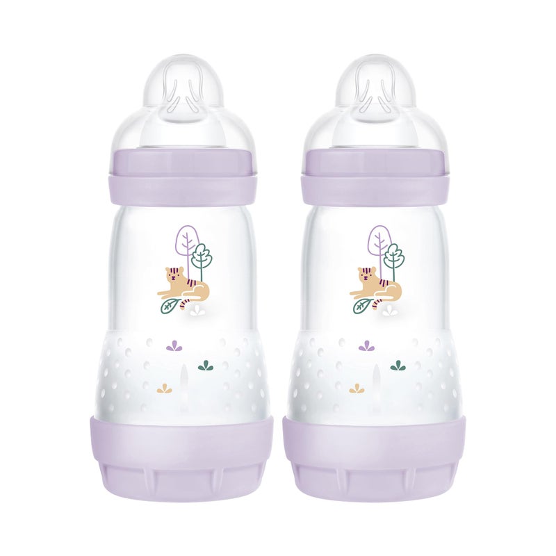 MAM Easy Start Anti-Colic Baby Bottle 9 oz, Medium Flow, Breastfeeding-Like Silicone Nipple Bottle, Reduces Colic, Gas, & Reflux, Easy-to-Clean, BPA-Free, Vented Baby Bottles for Newborns, 2+ Months - Image 1