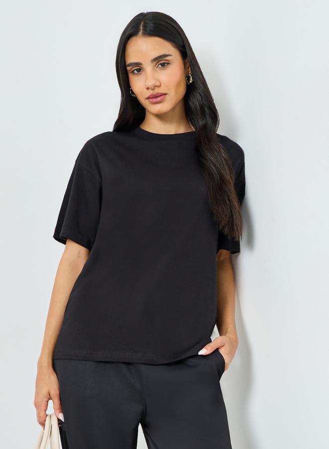 Styli Black Oversized Cotton T-Shirt - Image 1