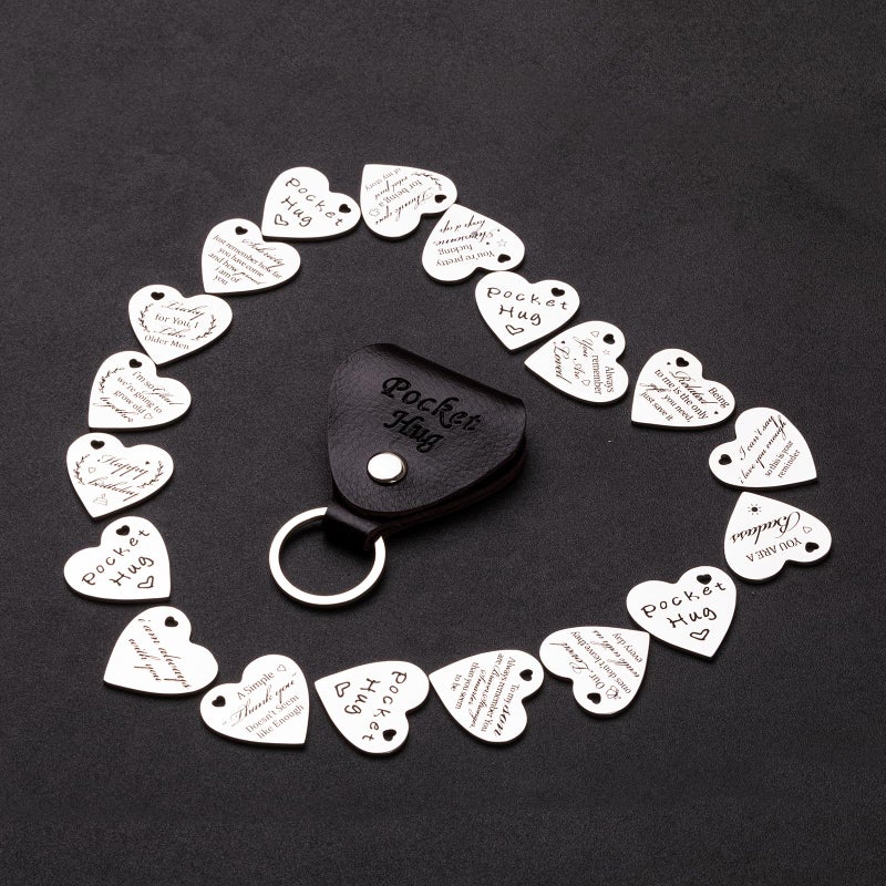 Qunrwe Funny Gift,Pocket Hug Token & Leather Keychain,Valentine's Day Christmas Birthday Gifts for Him Family Friends Loved One - Image 4