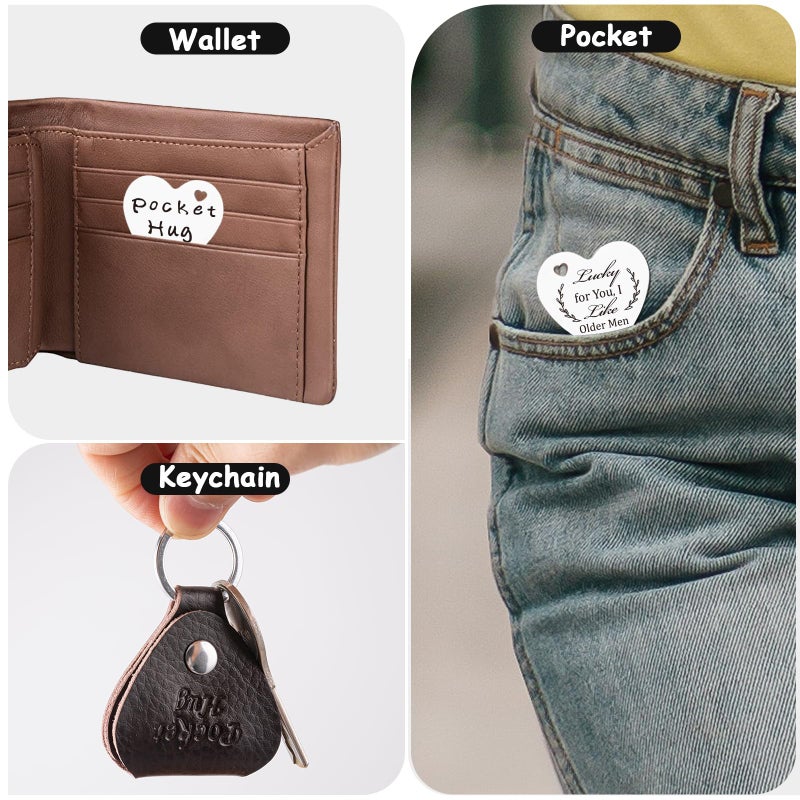 Qunrwe Funny Gift,Pocket Hug Token & Leather Keychain,Valentine's Day Christmas Birthday Gifts for Him Family Friends Loved One - Image 5