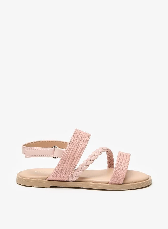 Flora Bella By Shoexpress Textured Sandals with Hook and Loop Closure
