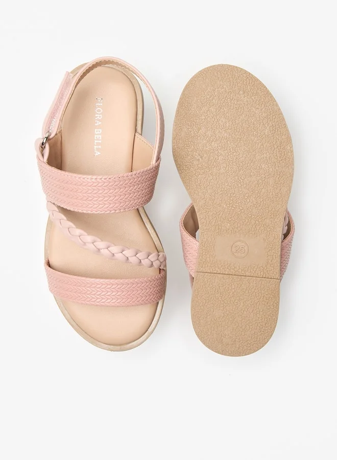 Flora Bella By Shoexpress Textured Sandals with Hook and Loop Closure