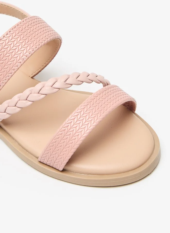 Flora Bella By Shoexpress Textured Sandals with Hook and Loop Closure