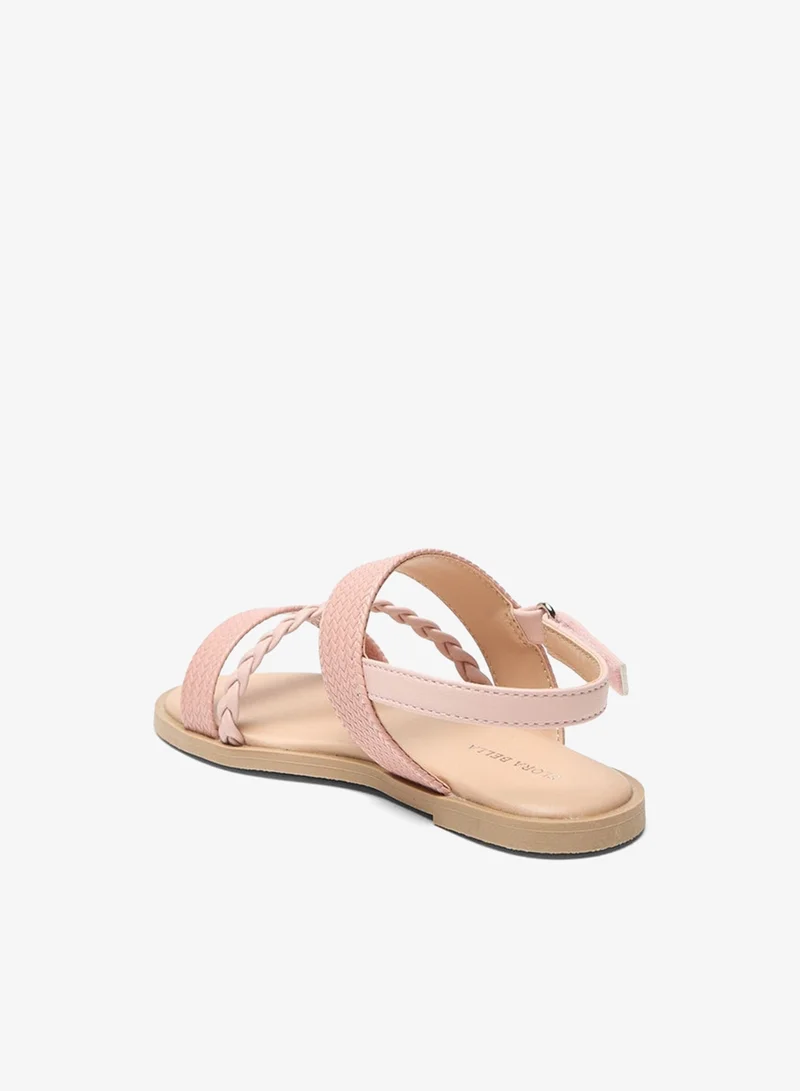 Flora Bella By Shoexpress Textured Sandals with Hook and Loop Closure