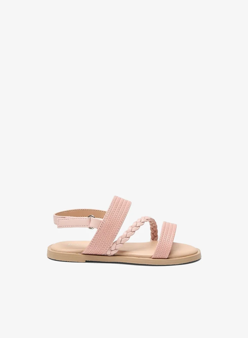 Flora Bella By Shoexpress Textured Sandals with Hook and Loop Closure