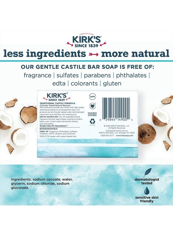 Kirk's Castile Bar Soap Clean Soap for Men, Women & Children | Premium Coconut Oil | Sensitive Skin Formula, Vegan | Fragrance-Free/Unscented | 4 oz. Bars - 24 Pack - Image 5