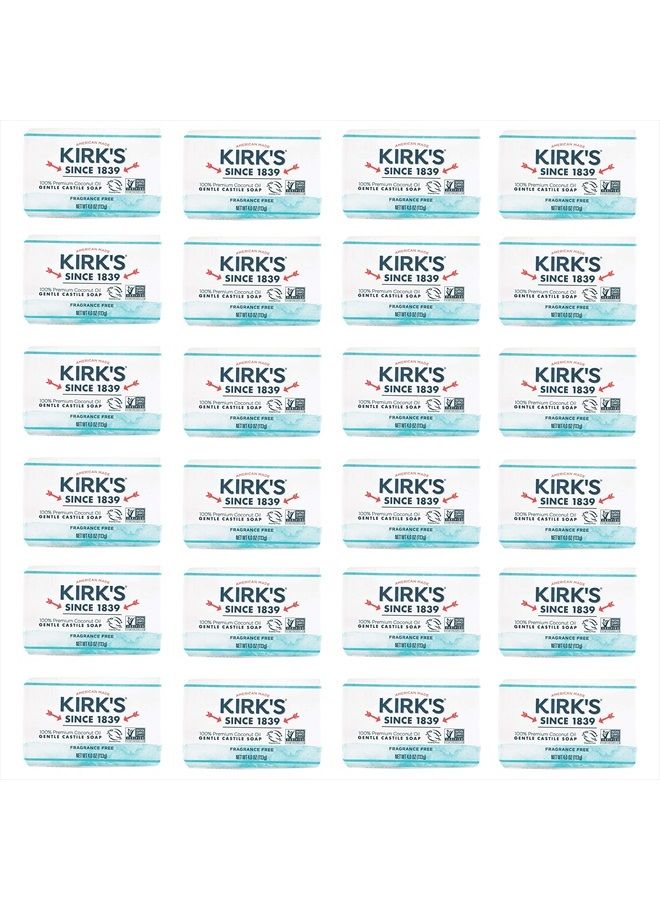 Kirk's Castile Bar Soap Clean Soap for Men, Women & Children | Premium Coconut Oil | Sensitive Skin Formula, Vegan | Fragrance-Free/Unscented | 4 oz. Bars - 24 Pack - Image 1