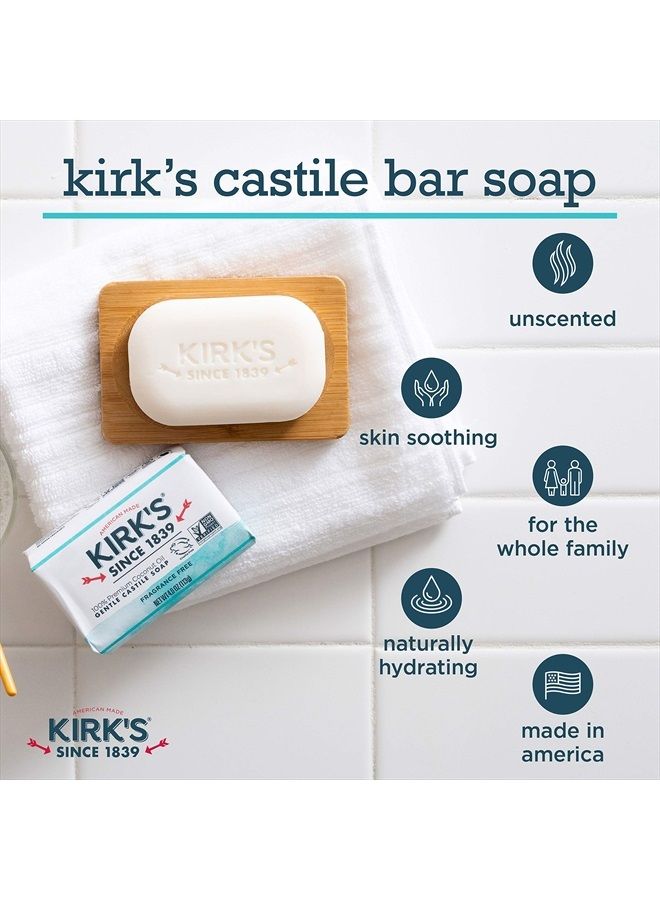 Kirk's Castile Bar Soap Clean Soap for Men, Women & Children | Premium Coconut Oil | Sensitive Skin Formula, Vegan | Fragrance-Free/Unscented | 4 oz. Bars - 24 Pack - Image 2