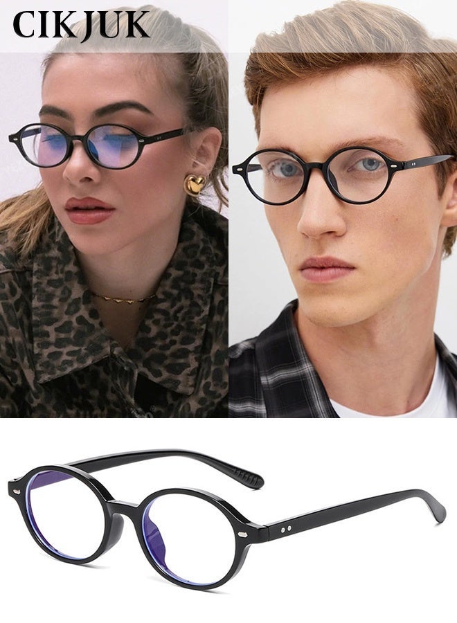 CIKJUK Oval Blue Light Glasses Lightweight Reading Gaming Computer Glasses for Men and Women Anti Radiation Blue Light Blocking Eye Glasses Round Eyeglasses UV Protection Eyeglass Trend Eyewear Black - Image 1