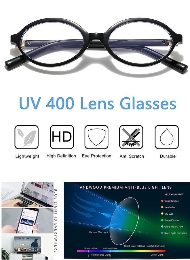 CIKJUK Oval Blue Light Glasses Lightweight Reading Gaming Computer Glasses for Men and Women Anti Radiation Blue Light Blocking Eye Glasses Round Eyeglasses UV Protection Eyeglass Trend Eyewear Black - Image 4