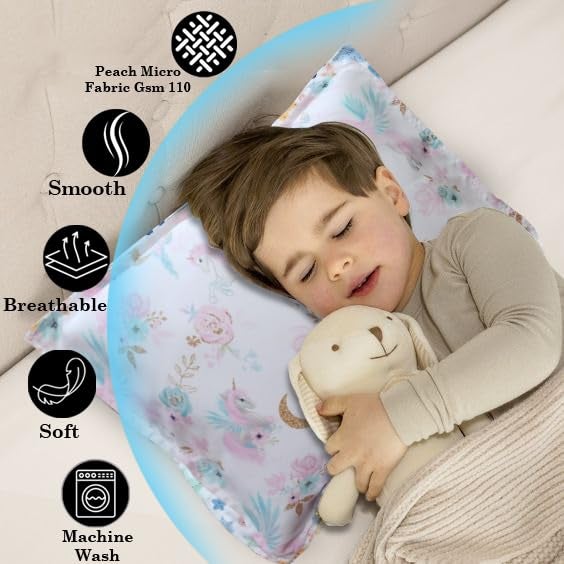 THE POMI Pillow Cover for Kids - Soft Cartoon Pillow Cover for Toddlers Infants & Small Kids Cute Pillow for Boys & Girls (Set of 2 (No Filler), Unicorn) - Image 5