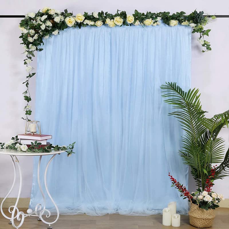 Boltove® Decoration Sky Blue Backdrop Curtain Tulle Net Transparent for Birthdays Anniversary Baby Shower Photo Shoot Wedding Party Stage Background Ceremony Photoshoot net parda - Set of 2 - Image 5