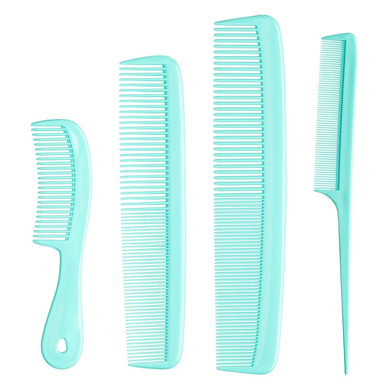 Mars Wellness 4 Piece Professional Comb Set Green  USA MADE  Fine Pro Tail Dresser Hair Comb Styling Comb  Premium Grade for Men and Women  Parting Teasing and Styling