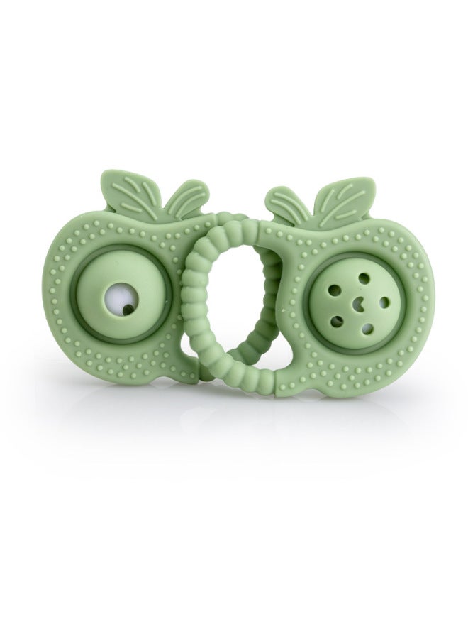 Apple Rattle Baby Teeth Tooth Tape Ringer Sound Molar Bar Food Grade Silicone Soothing Toy Bite-Color:Green  - Image 1