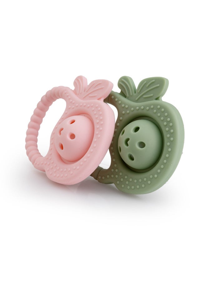 Apple Rattle Baby Teeth Tooth Tape Ringer Sound Molar Bar Food Grade Silicone Soothing Toy Bite-Color:Green  - Image 4