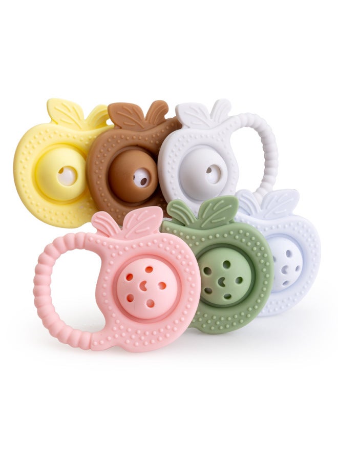 Apple Rattle Baby Teeth Tooth Tape Ringer Sound Molar Bar Food Grade Silicone Soothing Toy Bite-Color:Green  - Image 5