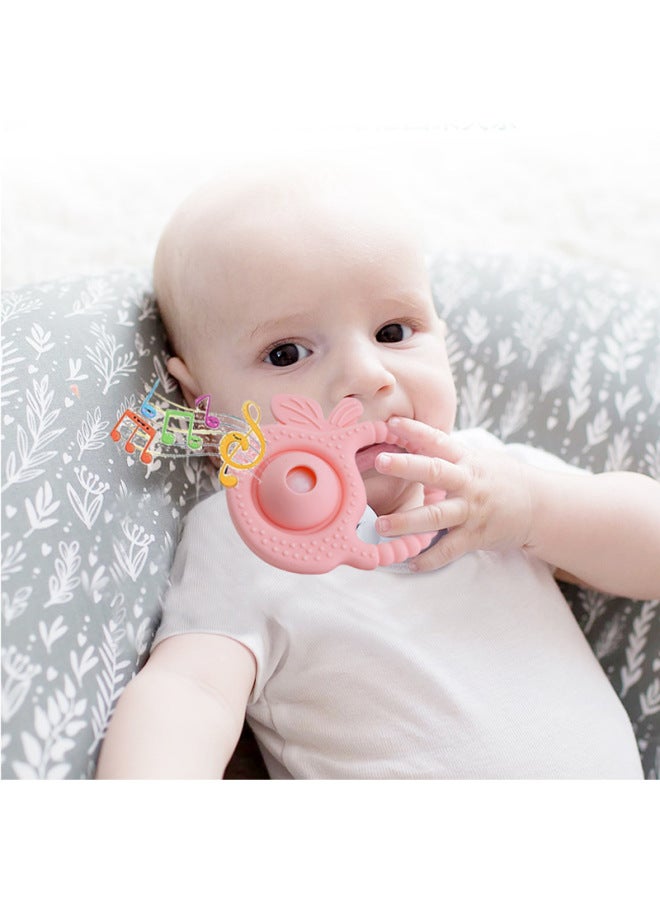 Apple Rattle Baby Teeth Tooth Tape Ringer Sound Molar Bar Food Grade Silicone Soothing Toy Bite-Color:Green  - Image 3
