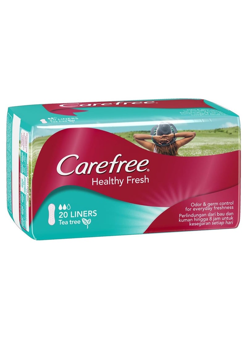 Carefree Healthy Fresh Tea Tree Panty Liners,Up to 8-hour Odor and Germ Control,Cottony Soft Cover,Breathable Backing,20 Liners  - Image 2