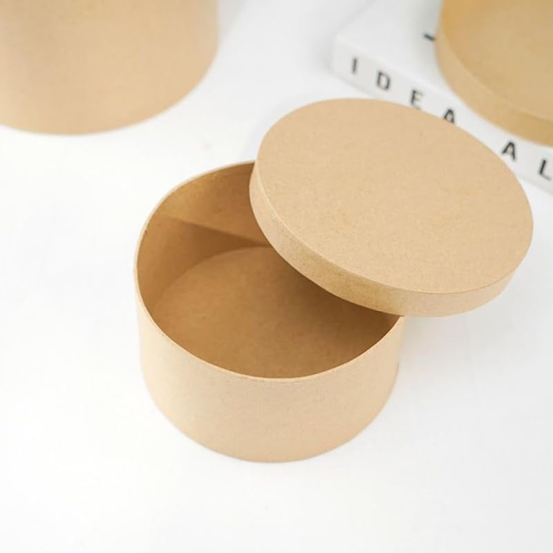 OUNONA Kraft Round Storage Box 6.5X6.5X6.5 Inches with Lid Multi-Functional Baking Storage Box for Cookies Candies Cakes Sweet Packaging and Perfume Wrapping - Image 5