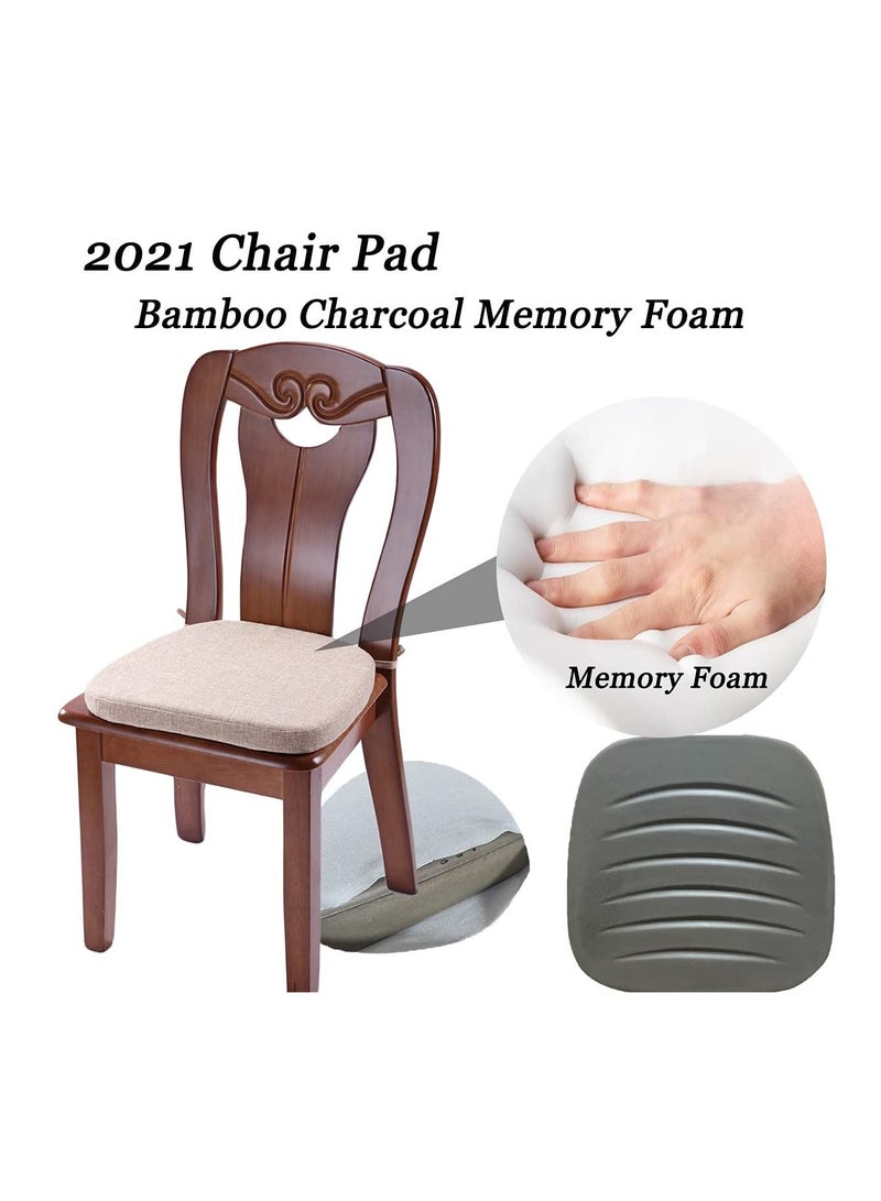 Arabest Memory Foam Non Slip Kitchen Chair Pad and Dining Seat Cushion with Ties Machine Washable Cover [16.5 x 16.2 Inches] - Dark Beige - Image 3