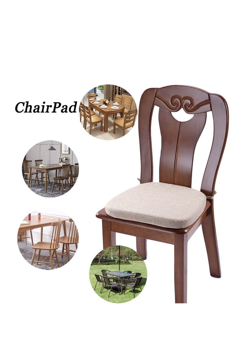Arabest Memory Foam Non Slip Kitchen Chair Pad and Dining Seat Cushion with Ties Machine Washable Cover [16.5 x 16.2 Inches] - Dark Beige - Image 2