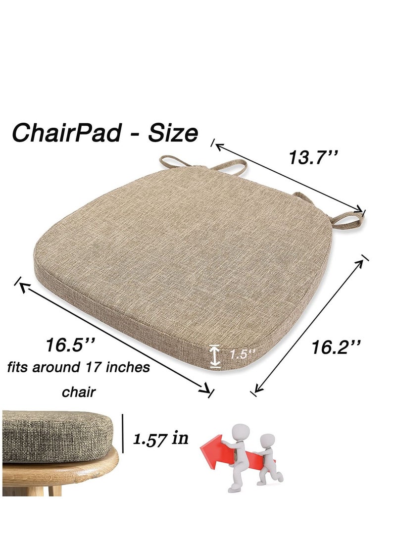 Arabest Memory Foam Non Slip Kitchen Chair Pad and Dining Seat Cushion with Ties Machine Washable Cover [16.5 x 16.2 Inches] - Dark Beige - Image 4
