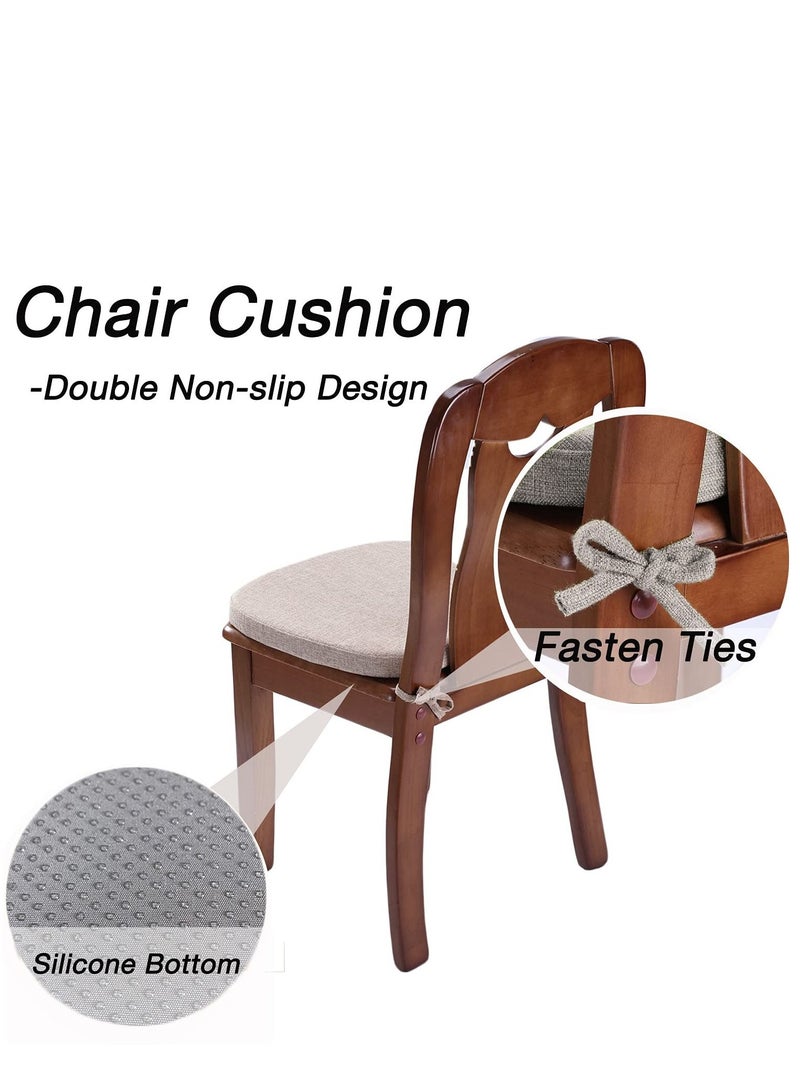 Arabest Memory Foam Non Slip Kitchen Chair Pad and Dining Seat Cushion with Ties Machine Washable Cover [16.5 x 16.2 Inches] - Dark Beige - Image 5