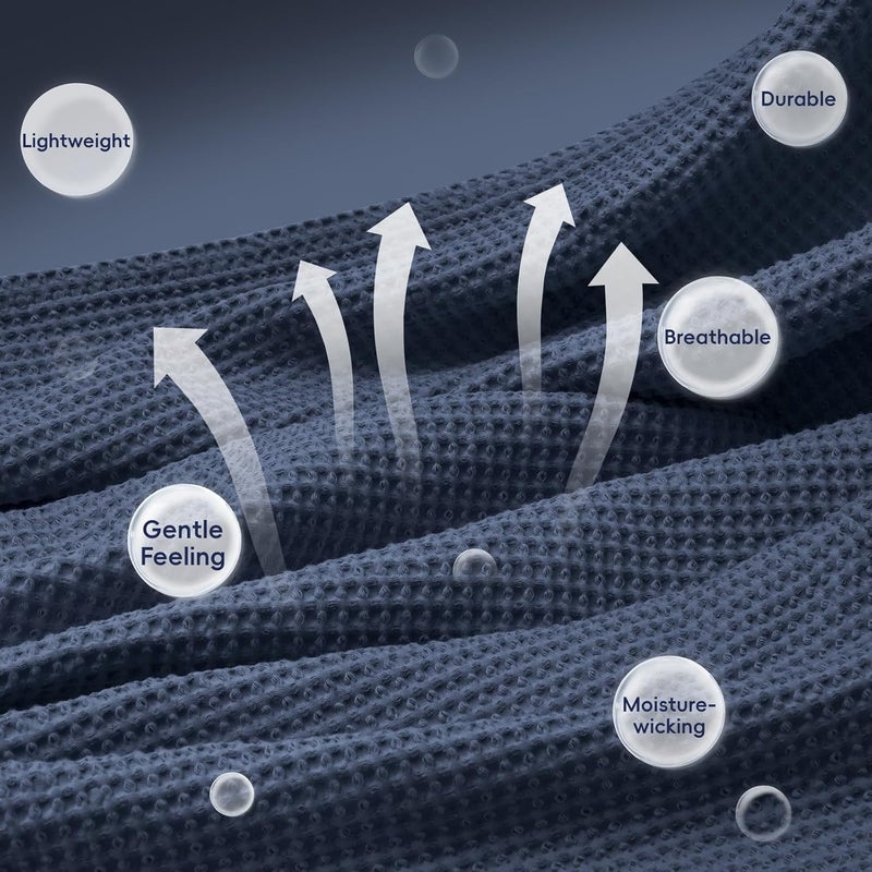 PHF Pre-Washed 100% Cotton Waffle Weave Blanket King Size for Bed,Snag Proof Throw Blanket for Couch Spring Summer Lightweight Breathable,Machine Washable, Home Decor Gift - Dark Navy - Image 4
