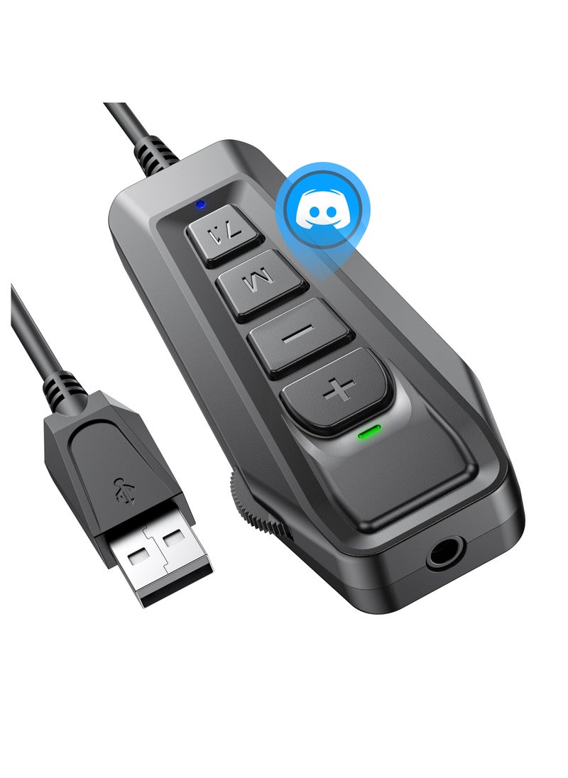 Excefore - Aux to USB External Sound Card, Simultaneous Phone Discord Chat & Gaming Sound in Wired Headphone, USB to 3.5mm Jack Audio Adapter, with 7.1 Surround Stereo Sound, for PC/PS4-4/Nintendo Switch - Image 1