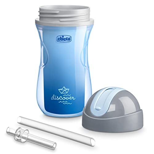 Chicco Insulated Straw Sippy Cup 12+ Months, 9oz Toddler Training Cup with Spill-Free Flip-Top Lid, BPA-Free 2-Pack, Blue Discover/Teal - Image 5