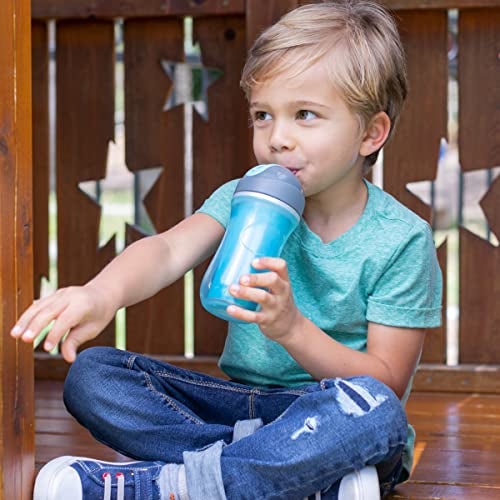 Chicco Insulated Straw Sippy Cup 12+ Months, 9oz Toddler Training Cup with Spill-Free Flip-Top Lid, BPA-Free 2-Pack, Blue Discover/Teal - Image 2