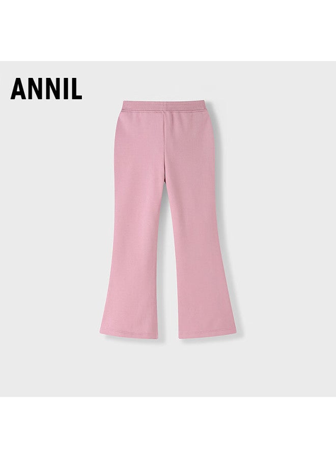 Annil Girls' Full Waist Knit Flared Pants Autumn New Art Pink 170cm