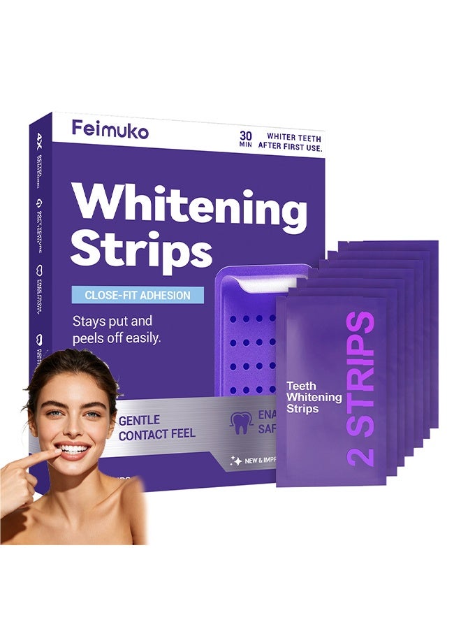 Feimuko Whitening Strips，Portable Purple Whitening Strips for Surface Stain Reduction & Natural Shine, Daily Gentle Whitening Strips Purple for Home or On-The-Go Use 14 Strips - Image 1