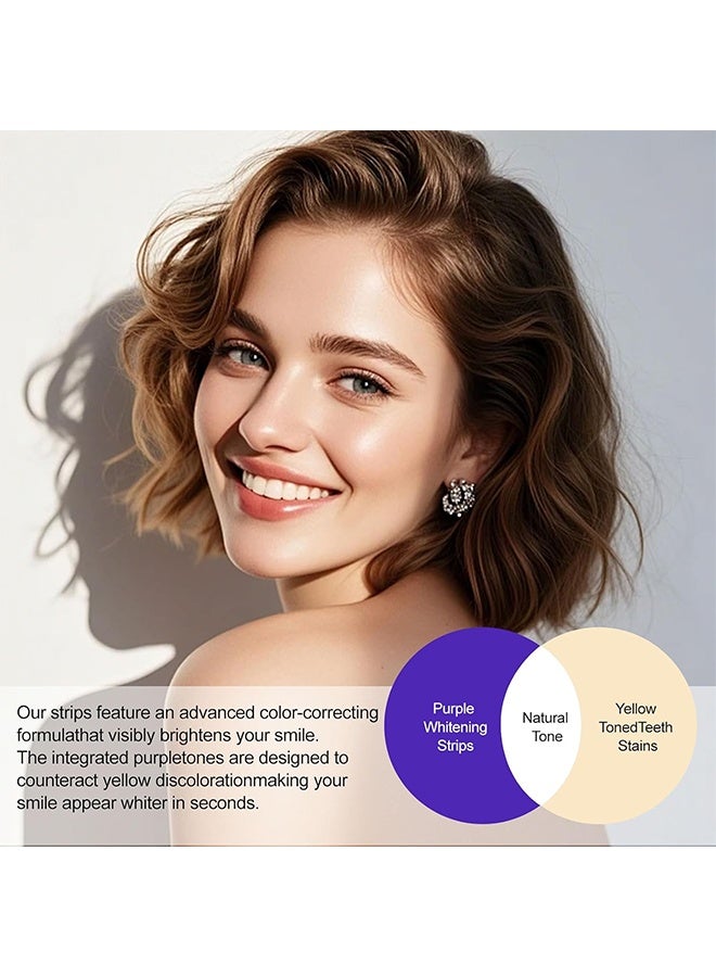 Feimuko Whitening Strips，Portable Purple Whitening Strips for Surface Stain Reduction & Natural Shine, Daily Gentle Whitening Strips Purple for Home or On-The-Go Use 14 Strips - Image 3