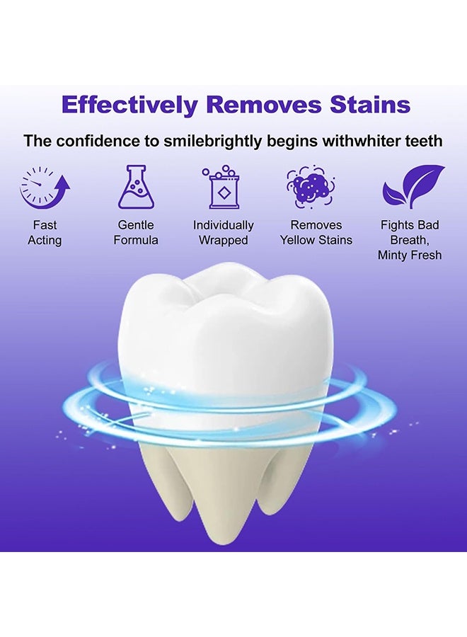 Feimuko Whitening Strips，Portable Purple Whitening Strips for Surface Stain Reduction & Natural Shine, Daily Gentle Whitening Strips Purple for Home or On-The-Go Use 14 Strips - Image 5
