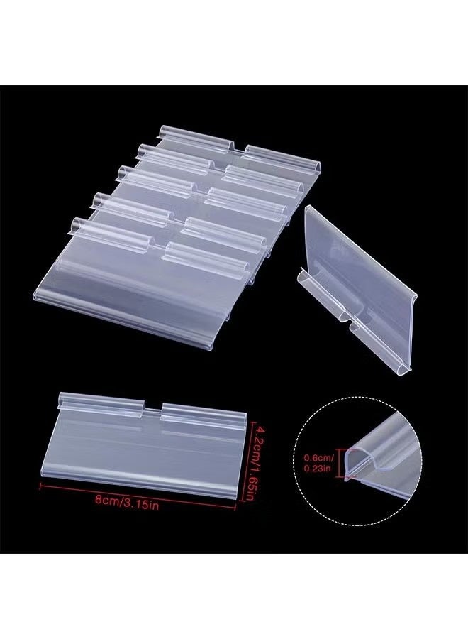 GMORO 30-Piece Clear Plastic Label Holders, Basket Labels Clip On Labels for Storage Bins, Merchandise Sign Display Holder for Supermarket Shop - Image 4
