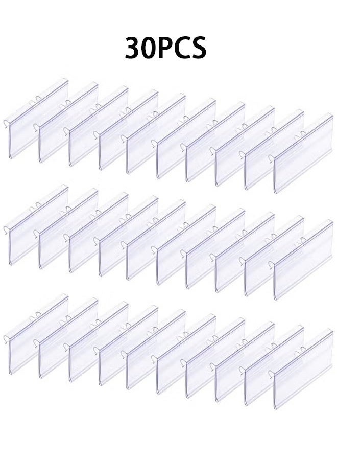 GMORO 30-Piece Clear Plastic Label Holders, Basket Labels Clip On Labels for Storage Bins, Merchandise Sign Display Holder for Supermarket Shop - Image 1